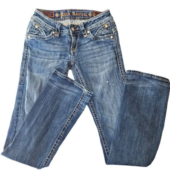Rock Revival Women's Denim Patti Embroidered Flap Pocket Boot Jeans Size 27 - Picture 1 of 16